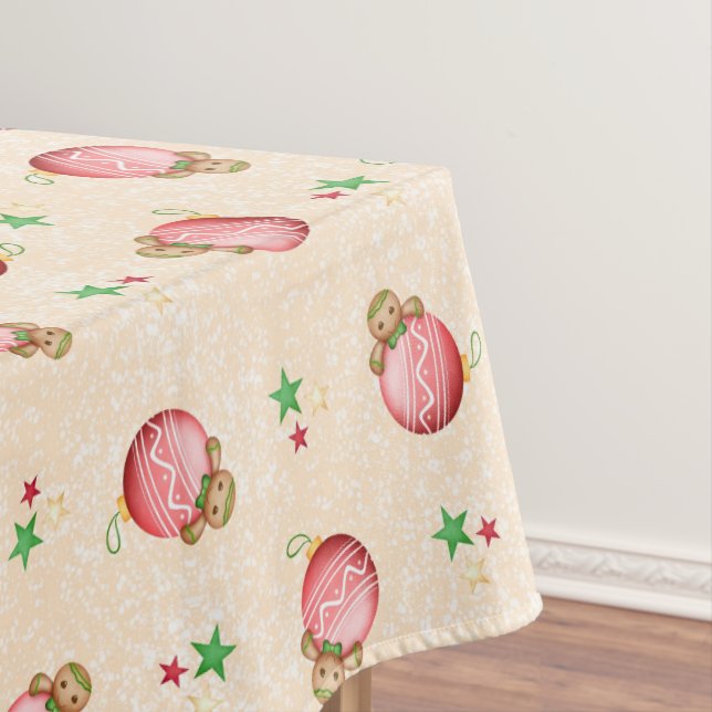Cute Kids Christmas Gingerbread Man Cookie Tablecloth (In Situ)