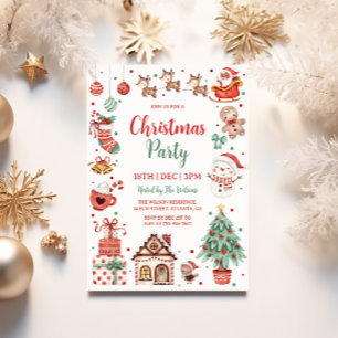 Cute Kids Christmas Party Invitation