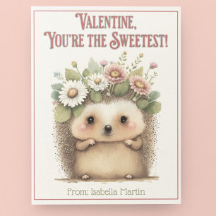 Cute Kids Classroom Valentine's Day Sweet Hedgehog Holiday Card