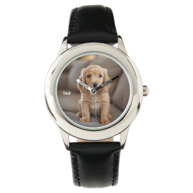 Cute Kid's Cocker Spaniel Personalised Watch (Front)