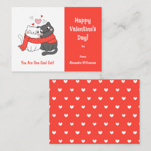 Cute Kids Cool Cat Valentines Day Red Card