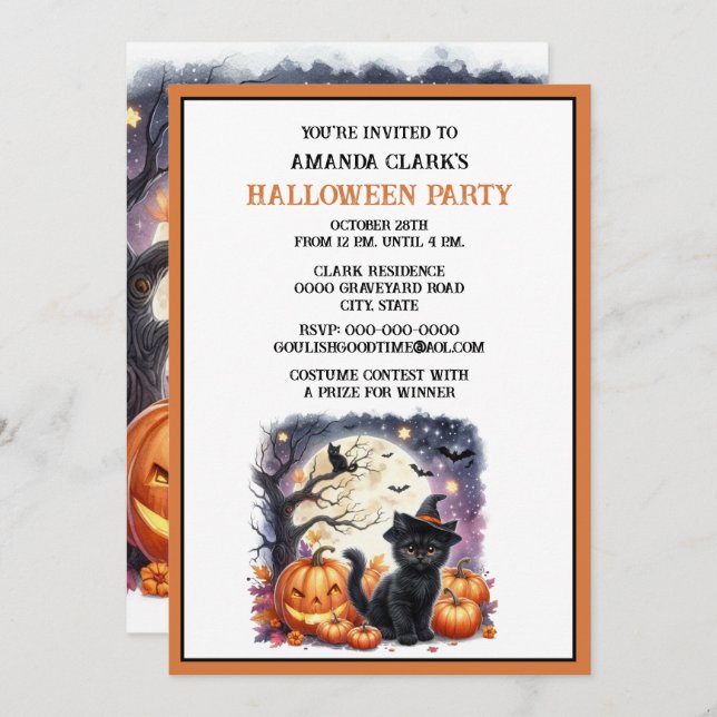 Cute Kids Costume Halloween Party Invitation (Front/Back)