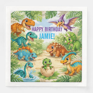 Cute Kids Dinosaur Birthday Napkin