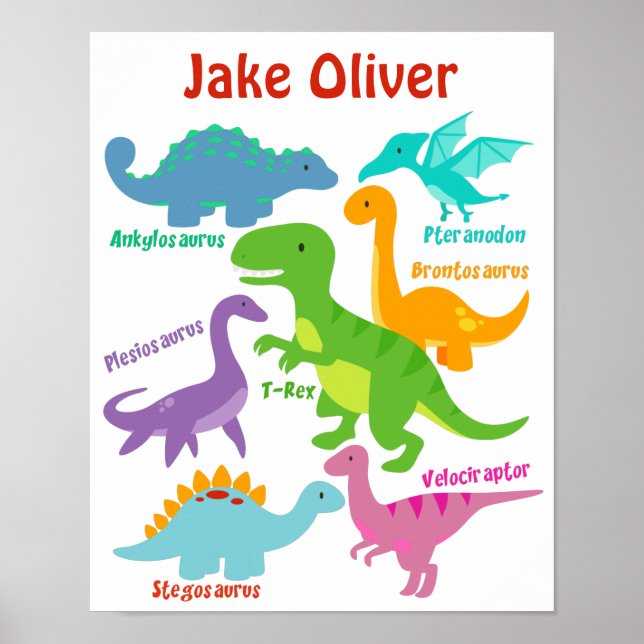 Cute Kids Dinosaur Nursery Poster (Front)