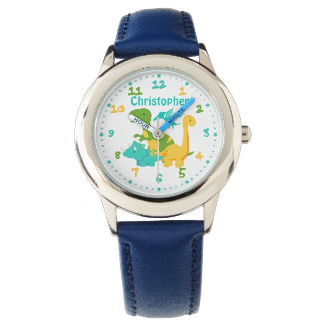 Cute Kids Dinosaur Personalised  Watch (Front)