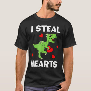 Cute Kids Dinosaur Valentines Day I Steal Hearts T-Shirt