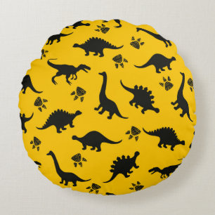 Cute kids dinosaurs pattern Colourful dinosaurs on Round Cushion