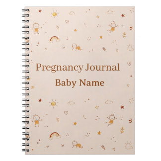 Cute Kids Doodle Baby Name Pregnancy Keepsake Notebook