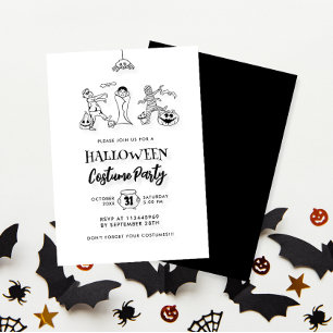 Cute Kids Doodle Halloween Costume Party Invitation
