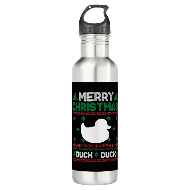 Cute Kids Duck Ugly Christmas Tshirt 710 Ml Water Bottle (Front)