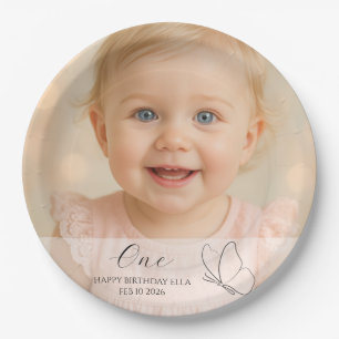 Cute Kid's First Birthday Party With Custom Photo Paper Plate