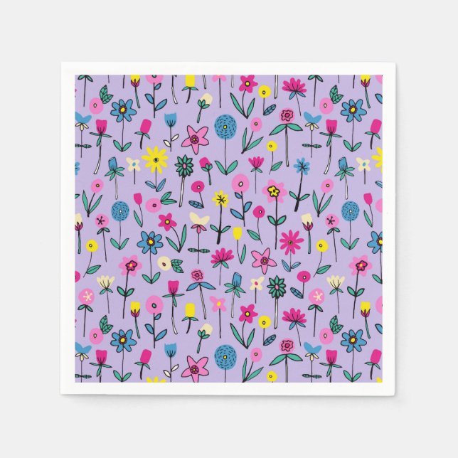 Cute Kids Floral Pattern Napkin (Front)