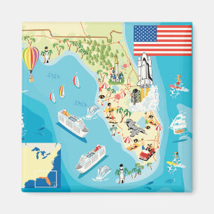 Cute Kids Florida Map Magnet