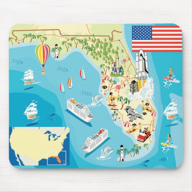 Cute Kids Florida Map Mouse Pad (Front)
