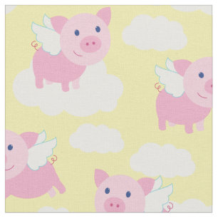 Cute Kids Flying Pigs Baby Nursery Piggy Fabric