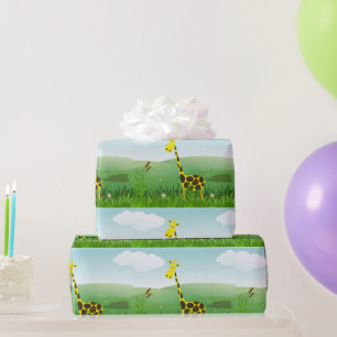 Cute Kids Giraffe Wrapping Paper