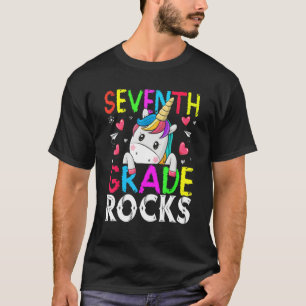 Cute Kids Girls Unicorn Seventh Grade Rocks Back T T-Shirt