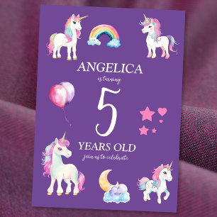 Cute Kids Girly Unicorn Birthday Invitation