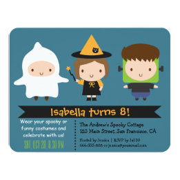 Cute Kids Halloween Birthday Party Invitations