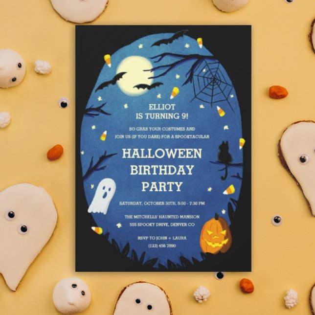 Cute Kids Halloween Birthday Party Invitations (Halloween theme birthday party invitation)