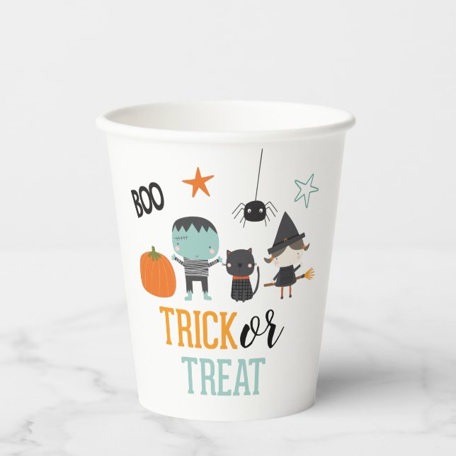 Cute kids Halloween Birthday Trick or Treat Party  Paper Cups (Front)