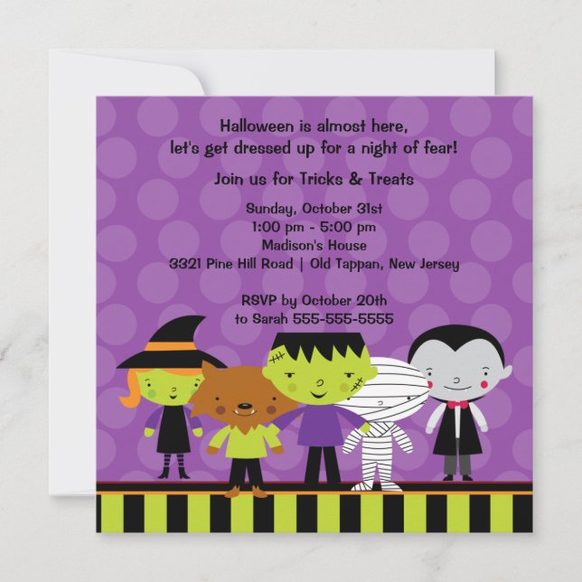 Cute Kids Halloween Costume Party Invitation (Front)
