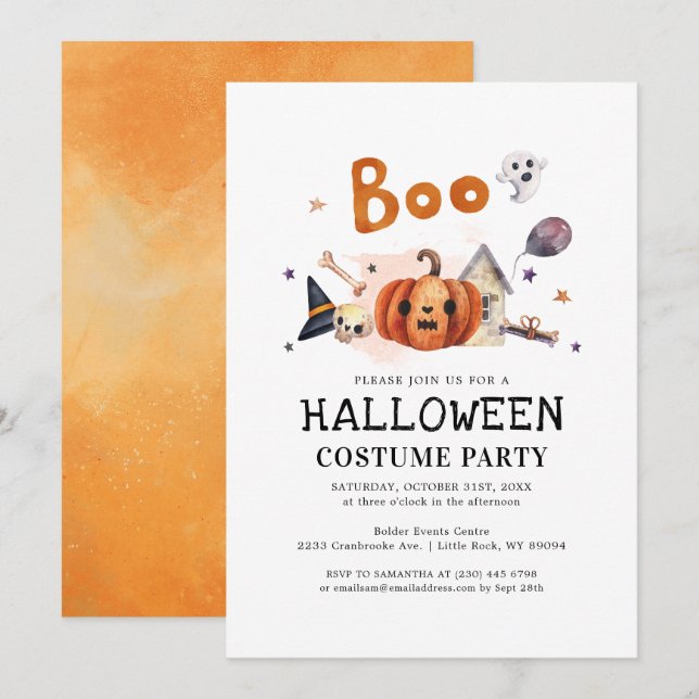 Cute Kids Halloween Costume Party Invitation (Front/Back)