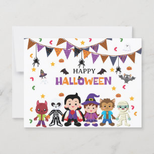 Cute Kids Halloween Costume Party Postcard