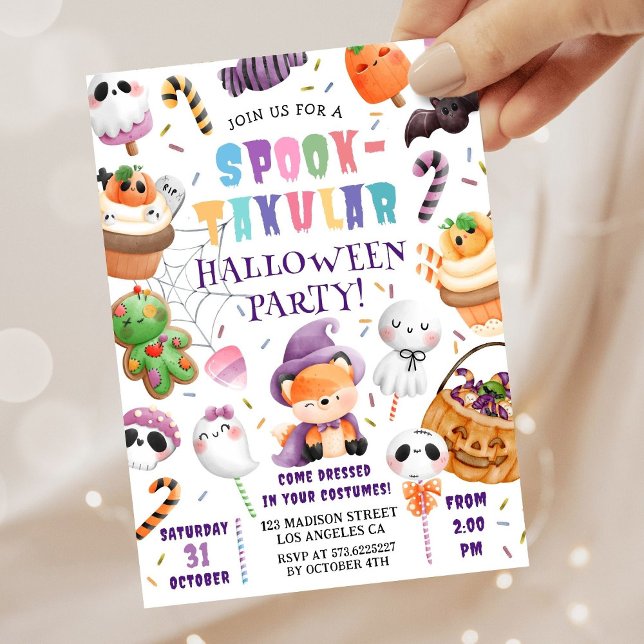 Cute Kids Halloween Costume Party Watercolor Invitation (Creator Uploaded)