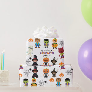 Cute Kids Halloween Costume Party Wrapping Paper