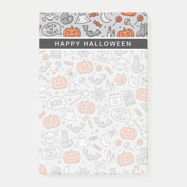 Cute Kids Halloween Doodle Pattern Post-it Notes (Front)