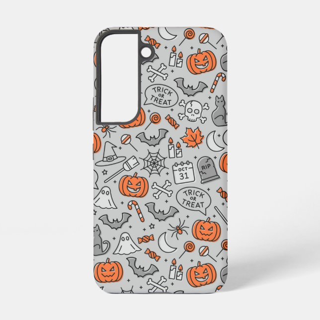 Cute Kids Halloween Doodle Pattern Samsung Galaxy S22 Case (Back)
