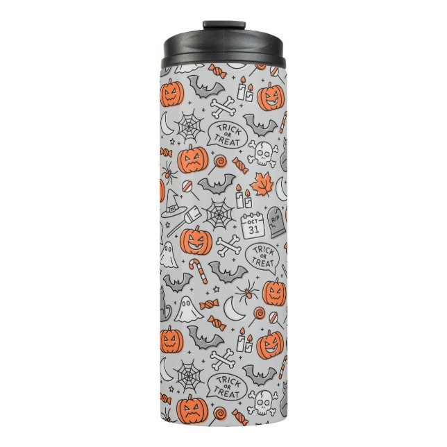 Cute Kids Halloween Doodle Pattern Thermal Tumbler (Front)