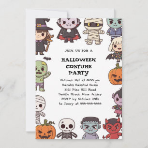 Cute Kids Halloween Invitation Template   Cartoon