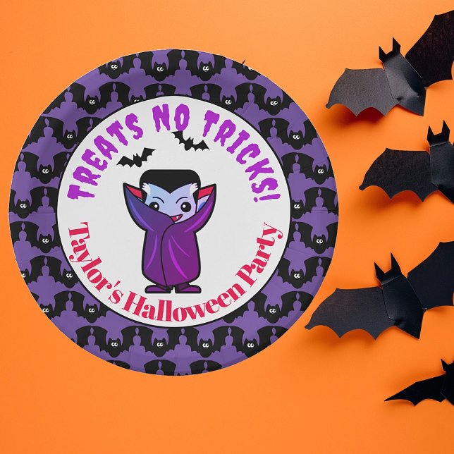 Cute Kids Halloween Monsters Party Paper Plate (Cute Kids Halloween Costume Party. Easy to personalize.)