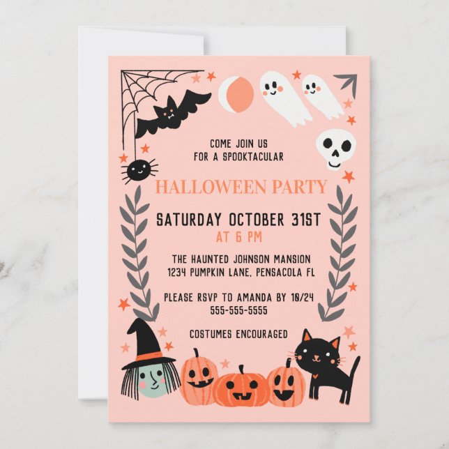 Cute Kids Halloween Party Invitation (Front)