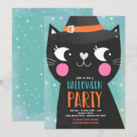 Cute Kids Halloween Party Witches Cat Spooky