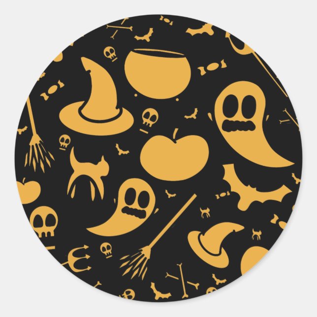 Cute Kids Halloween pattern  Classic Round Sticker (Front)