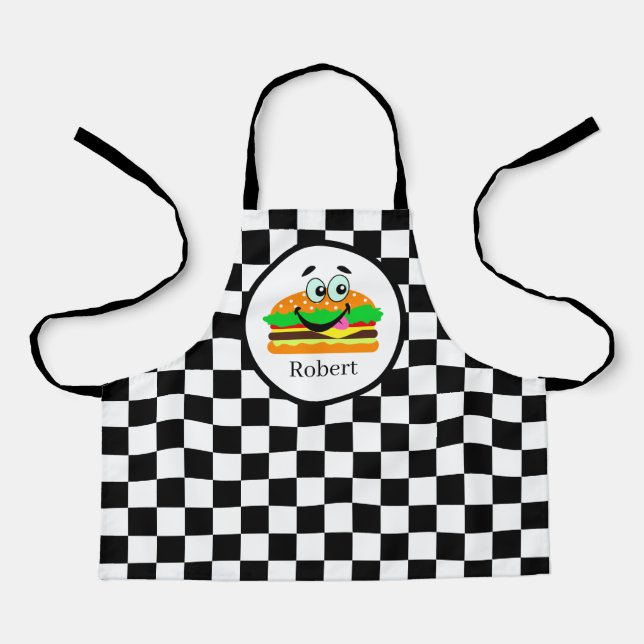 cute kids hamburger add name apron (Front)
