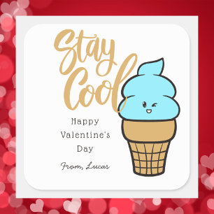 Cute Kids Happy Valentines Day  Square Sticker