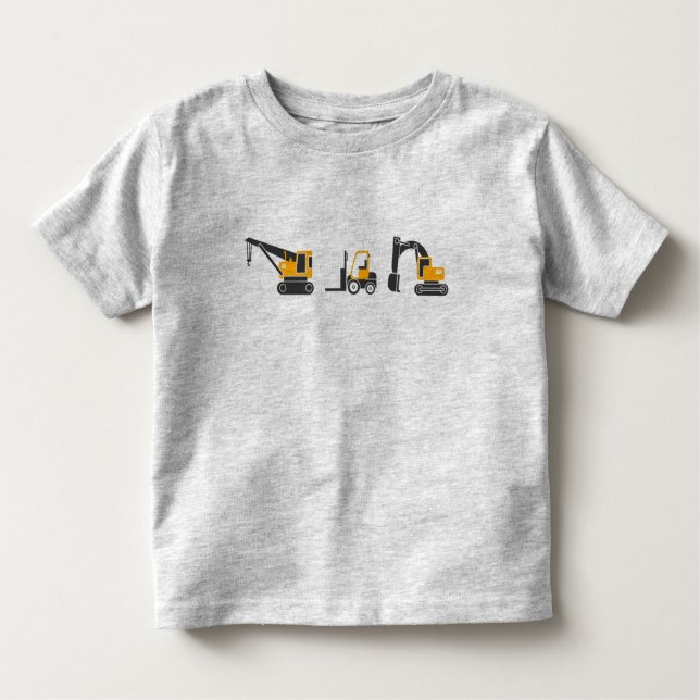 Cute Kids Heavy Equipment Construction Machines Toddler T-Shirt (Front)