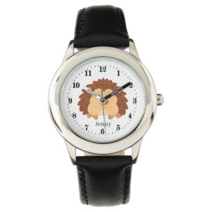 cute kids hedgehog lovers add name unisex watch