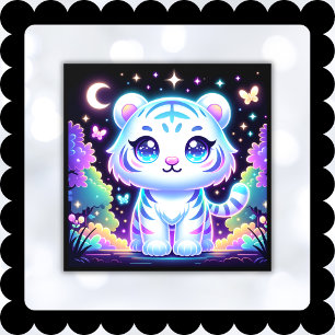 Cute Kids Holographic White Tiger  