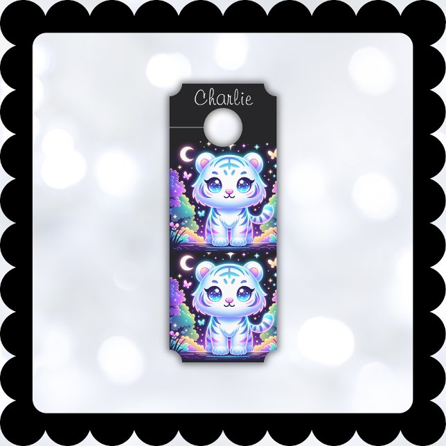 Cute Kids Holographic White Tiger |  Door Hanger (Creator Uploaded)