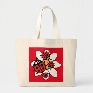 Cute Kids ladybird Family   Large Tote Bag