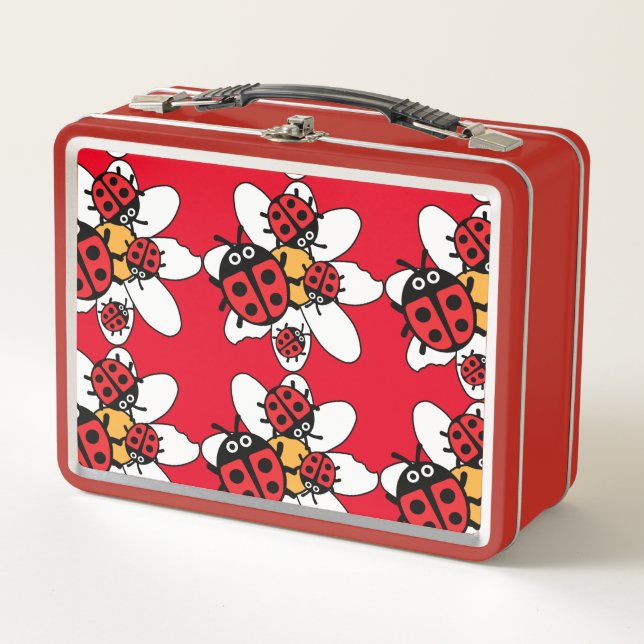 Cute Kids ladybird Family   Metal Lunch Box (Front)