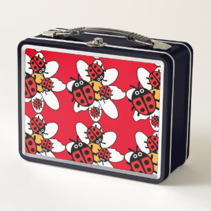 Cute Kids ladybird Family   Metal Lunch Box