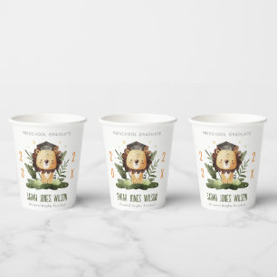 Cute Kids Lion Foliage Preschool Graduation Party Paper Cups