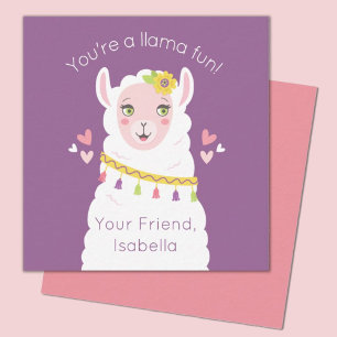 Cute Kids Llama Valentine Card