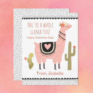 Cute Kids Llama Valentine Note Card